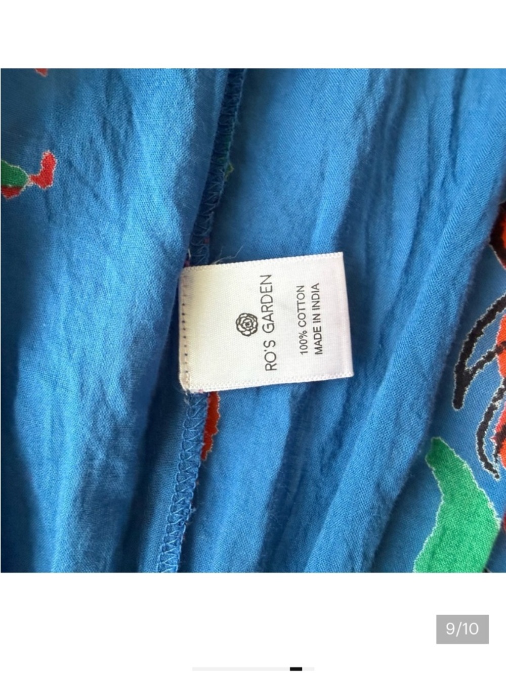 New Anthropologie Ro’s Garden Cotton Floral India Blue Red Midi Shirt Dress S - Picture 7 of 8